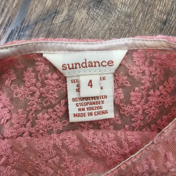 Sundance Lace Semi Sheer Tunic Dress SZ 4 Floral Motif Long Sleeve Romantic - Picture 12 of 14